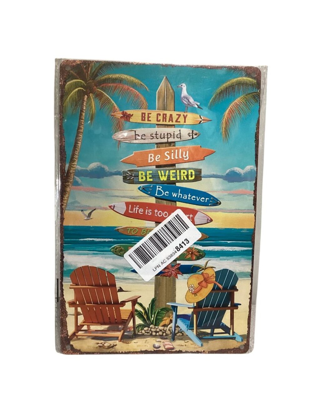 12 X 8 Tin Retro Golden Era Signage Beach Life New Sealed